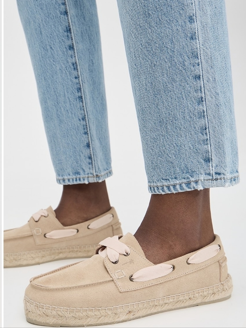 MANEBI Boat Shoe Espadrille Loafers Shopbop Champagne Beige Tan Sz 37 / 7 NEW